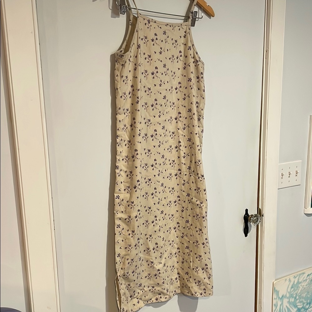 GAP Cream Midi Dress with Purple Floral Pattern